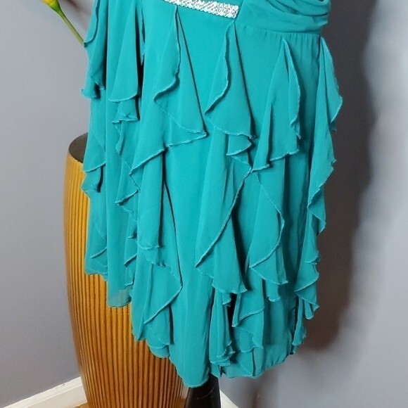 City Triangles Strapless Chiffon Ruffle Dress in Teal Size 15 NWT - Picture 7 of 15